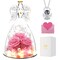 ANWEAO Gifts for Mom Birthday Gifts for Women,Preserved Flowers Rose in Glass Angel Figurines Flowers for Delivery,Preserved Three Red Rose with Lights,Birthday for Mom Women Grandma Wife